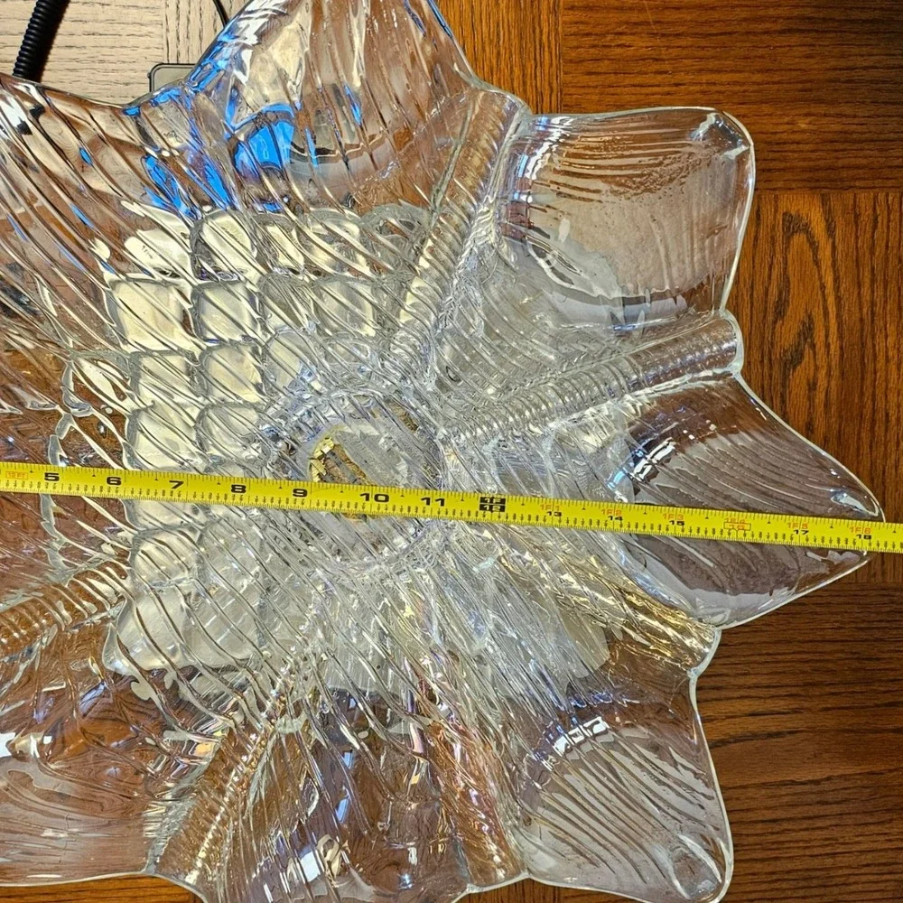 Vintage Ruffled Art Glass Centerpiece Bowl Silver Floral Pedestal Base 18 Inch